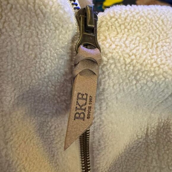 BKE Women’s Hoodie Size Large Quarter Zip Patchwork Fleece Sweatshirt Pullover - Picture 3 of 5